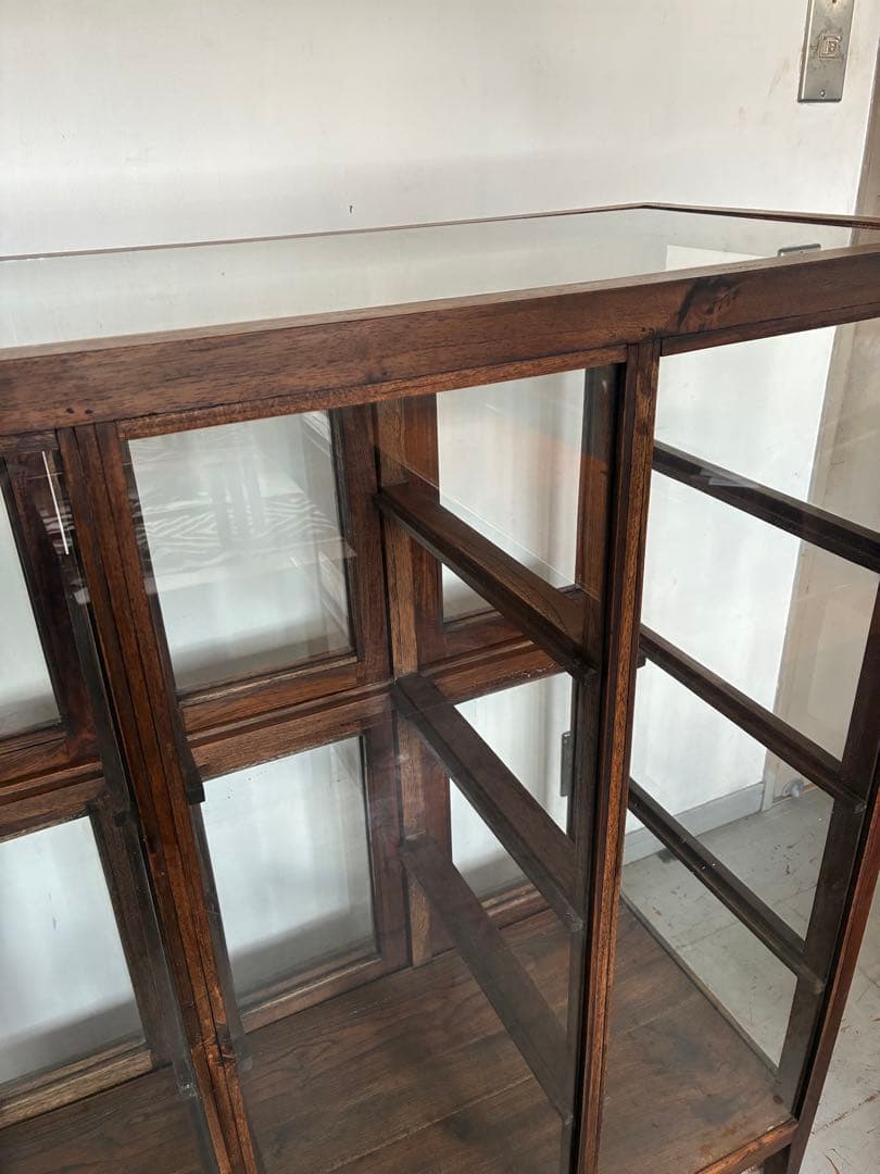 チーク総無垢 ガラスパンケース6枚扉　ショーケース 店舗什器 ガラスケース