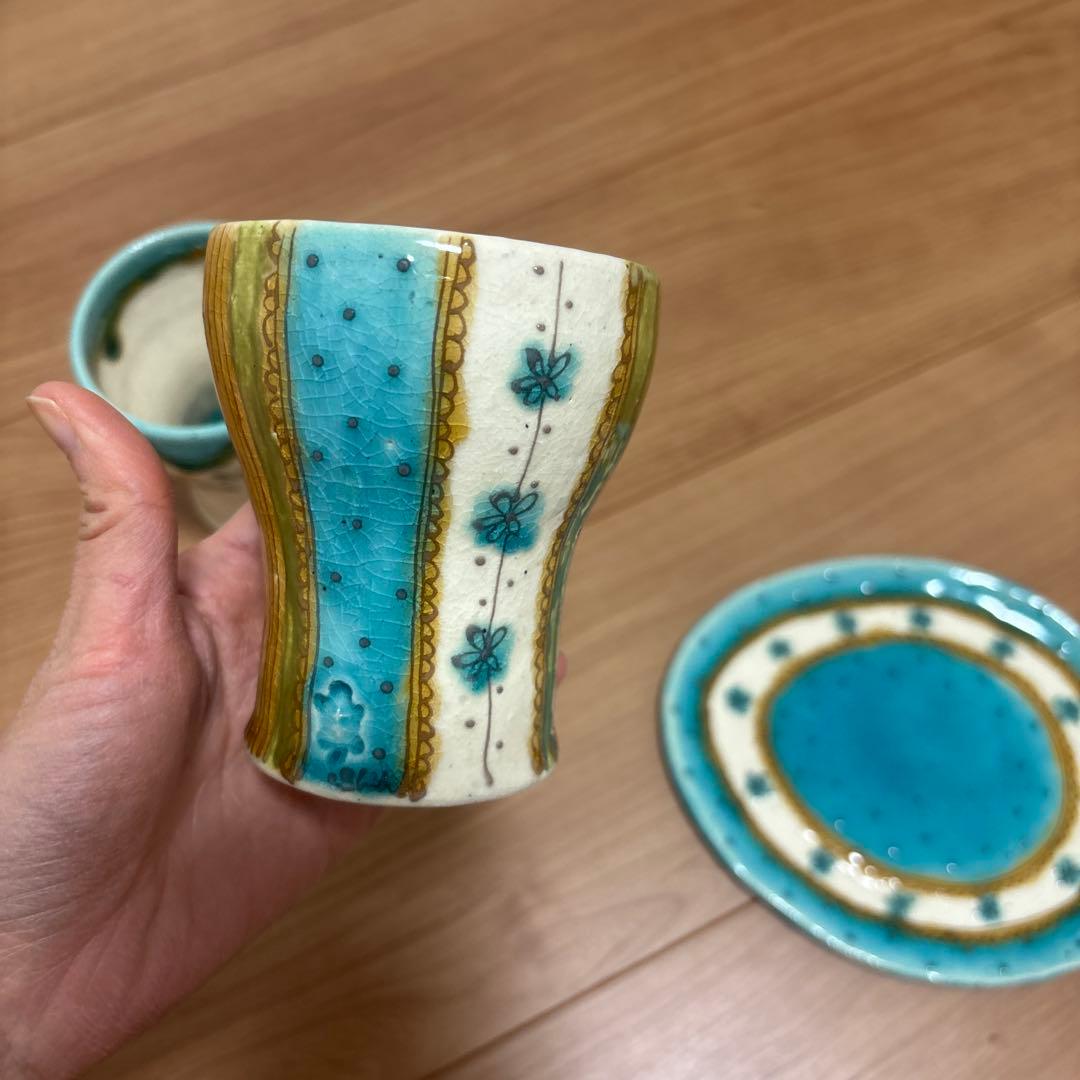 ハンドメイド作家陶器 カップと皿の4点セット