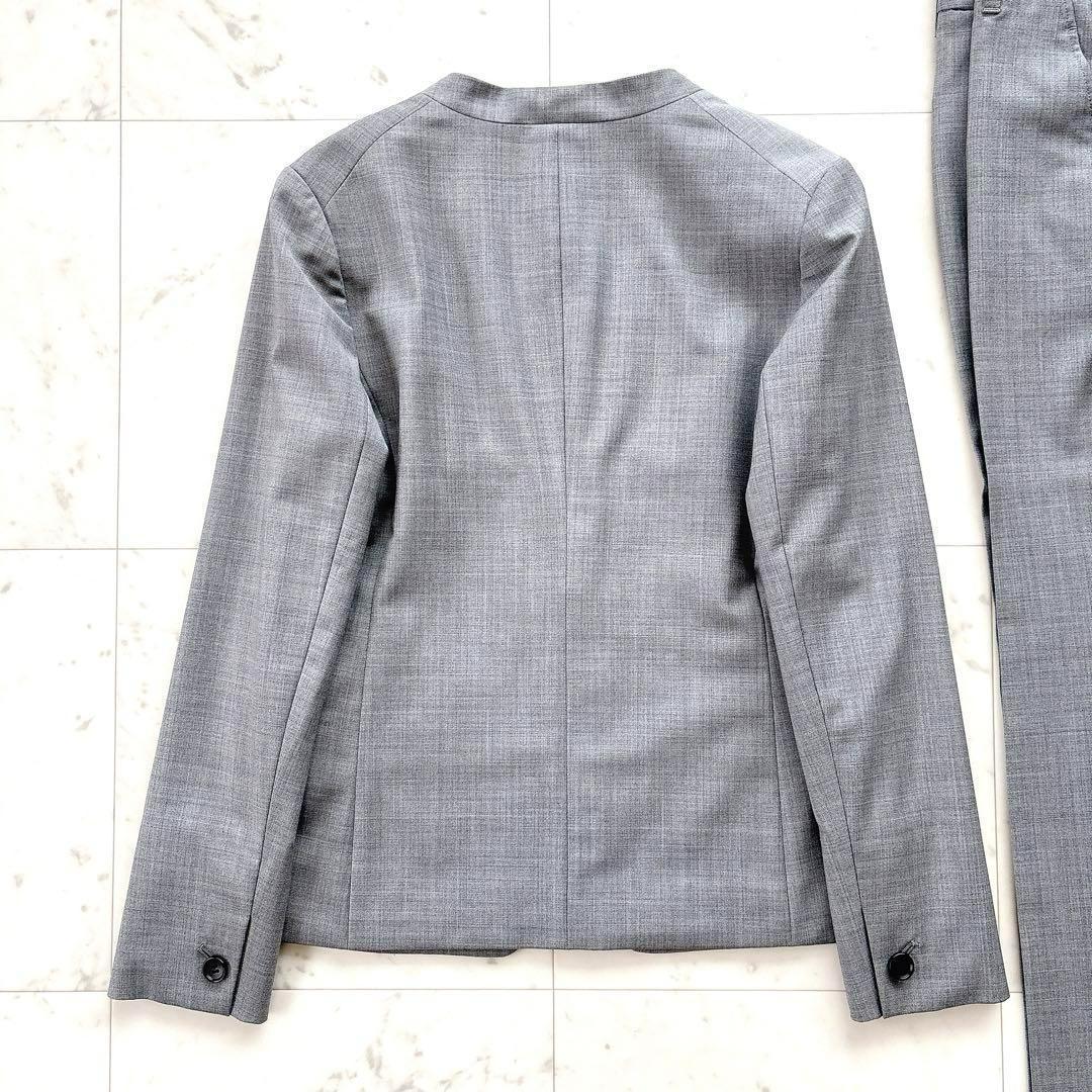 美品　プラステ　パンツスーツ　ノーカラー　グレー　セットアップ　フォーマル