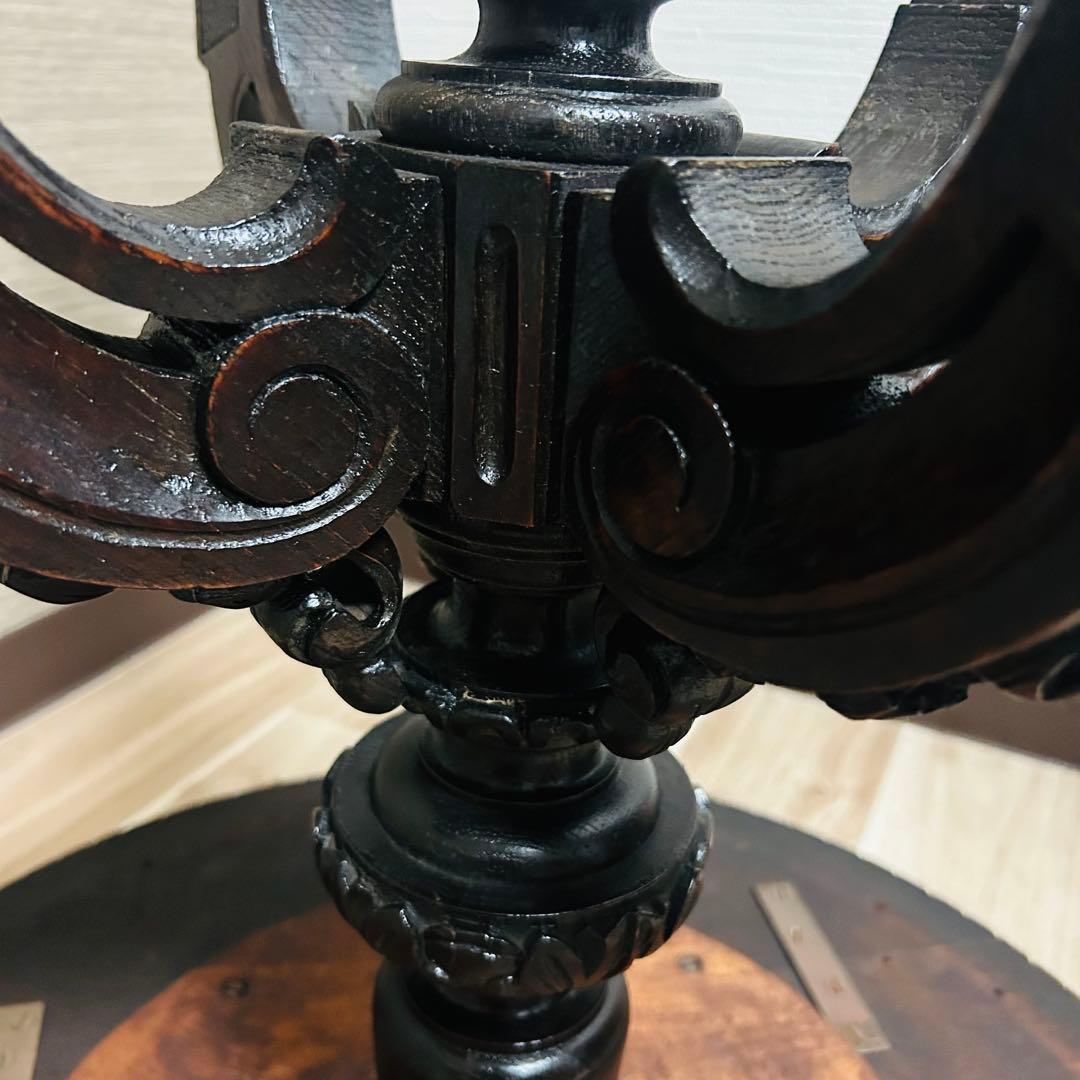 ヴィンテージ アンティーク 手彫り テーブル 猫足テーブル 高級 家具 葉脈