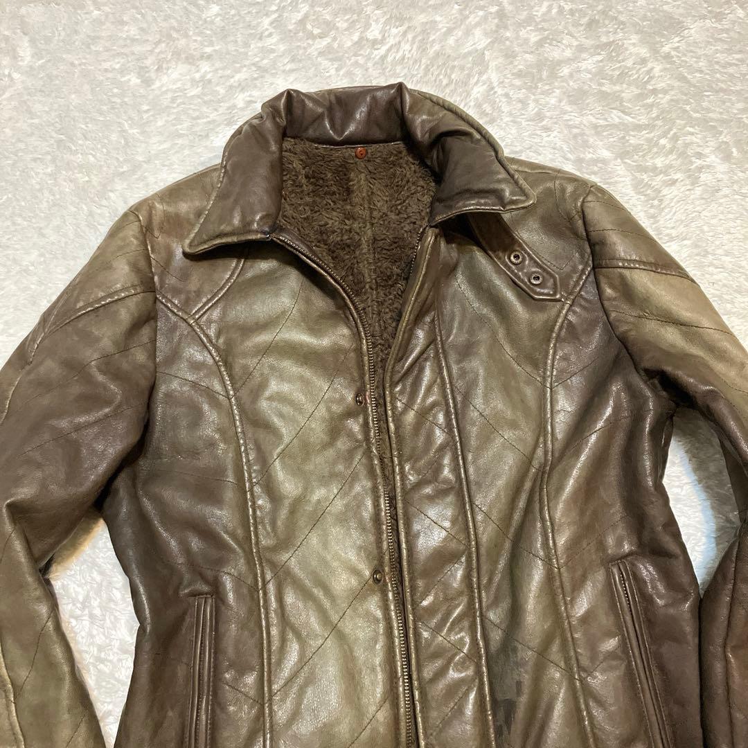 obelisk レザージャケット　裏ボア　カーキ　ラクーン　鹿皮　高級　L