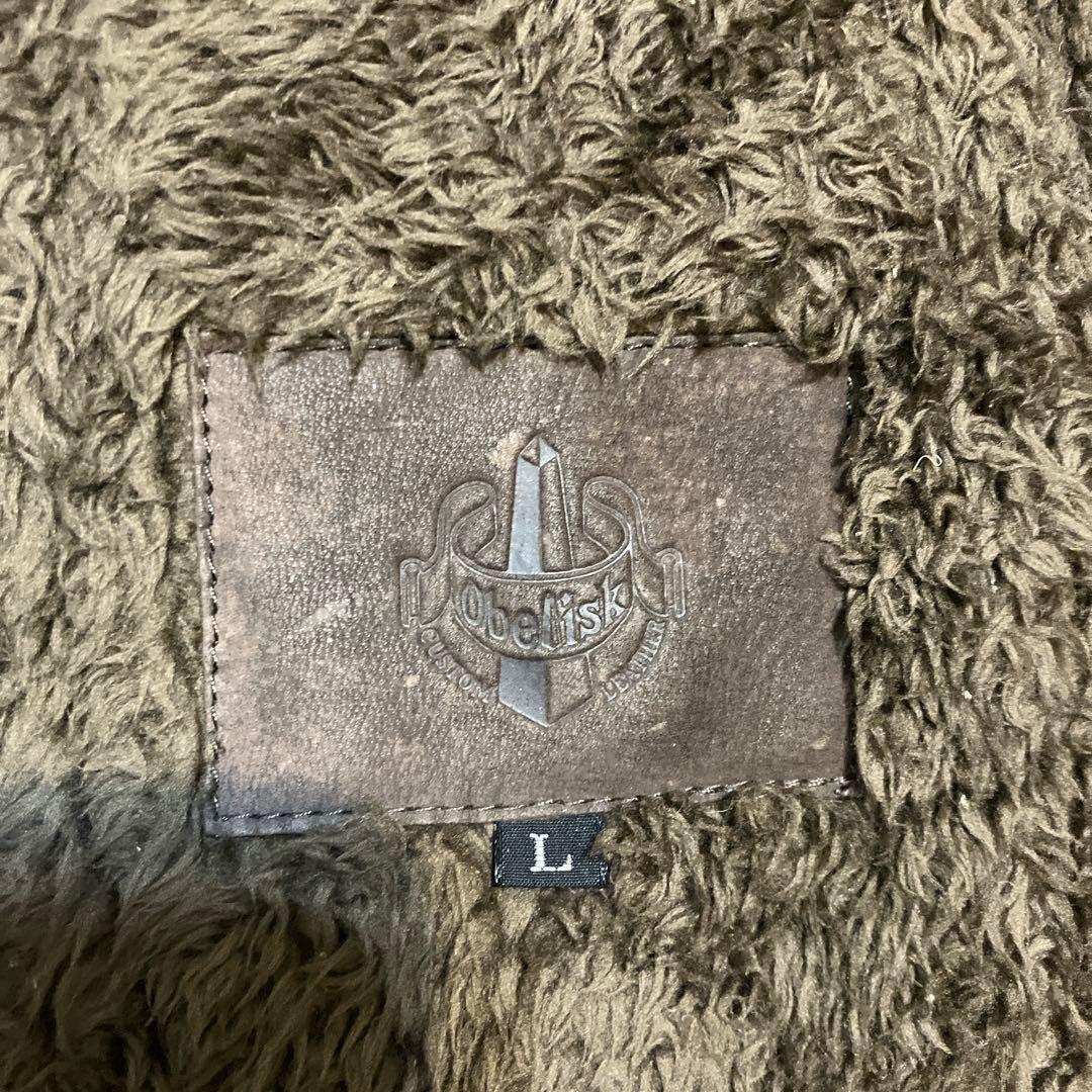 obelisk レザージャケット　裏ボア　カーキ　ラクーン　鹿皮　高級　L