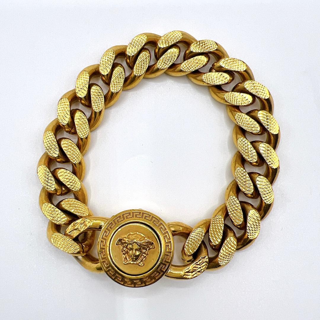 ヴェルサーチ メデューサ 喜平チェーン ブレスレット ゴールド メンズ
