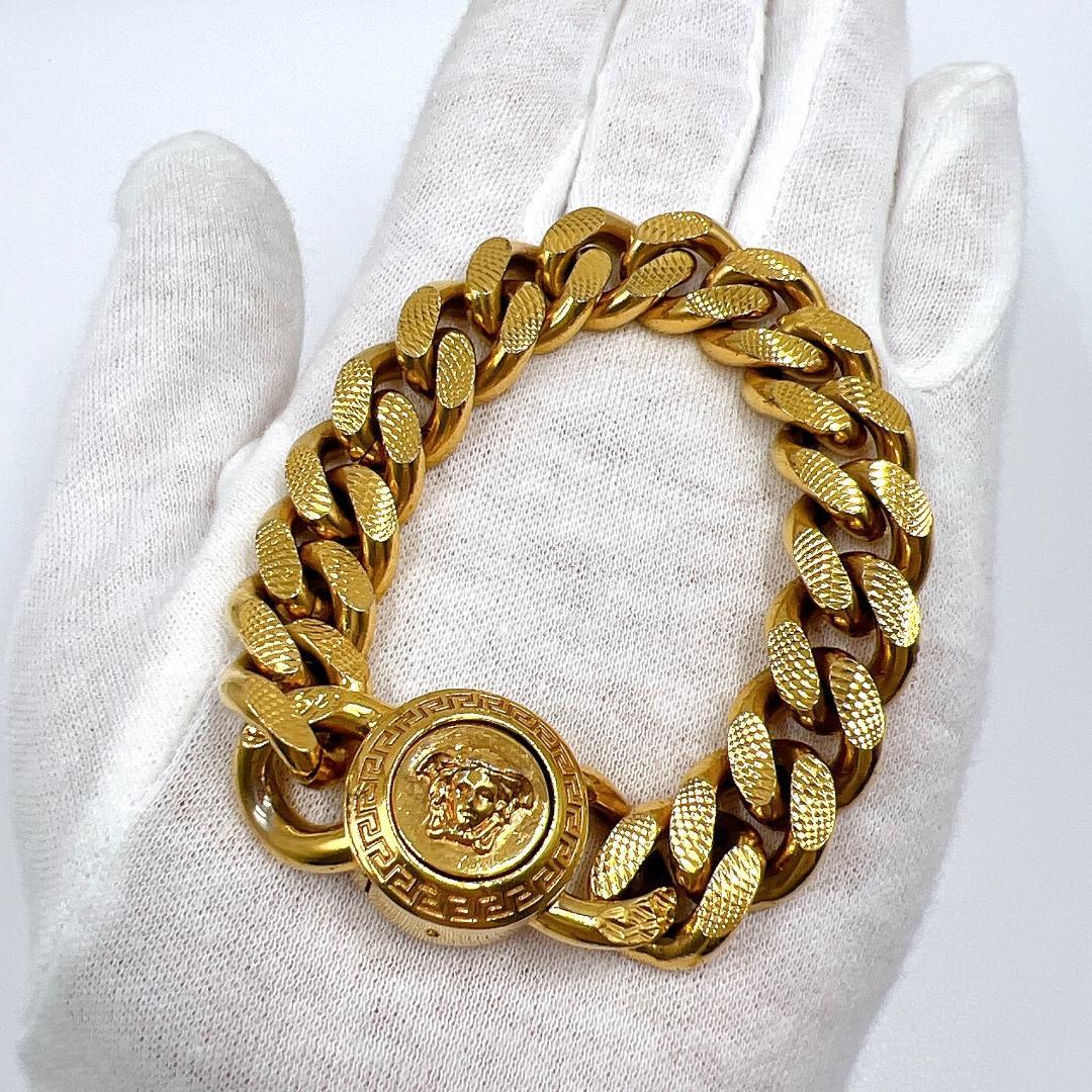 ヴェルサーチ メデューサ 喜平チェーン ブレスレット ゴールド メンズ