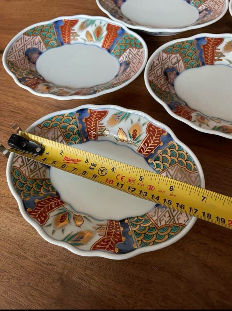 美品　長春富貴　伊万里　取り皿　古伊万里　菱形　金彩色絵　豪華　5枚セット