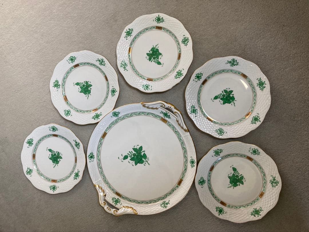 ヘレンド　アポニーグリーン　プレートセット
