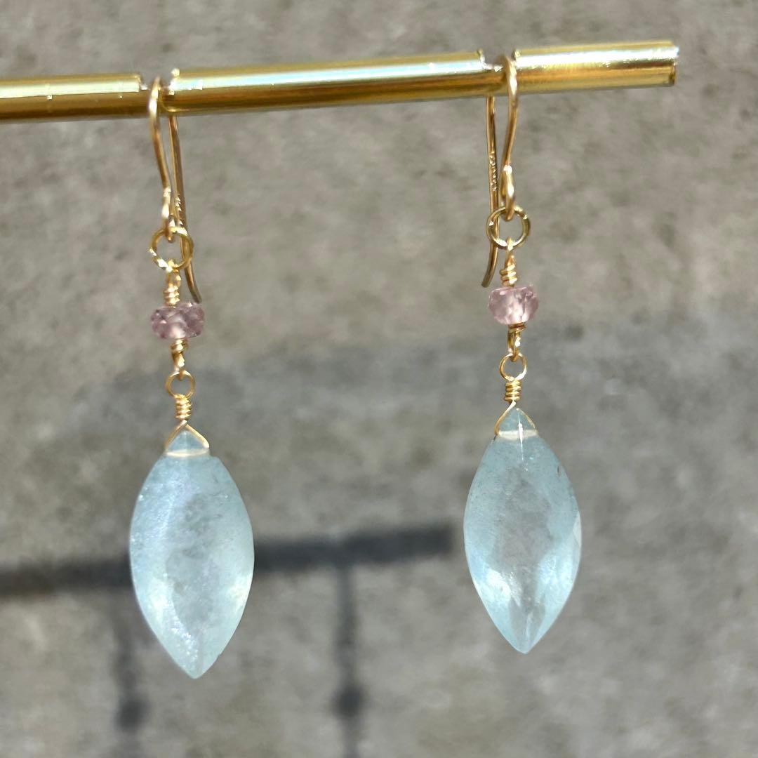 専用✳︎ 希少✳︎大粒シンデレラアクアマリン　14kgf　天然石ピアス/イヤリング