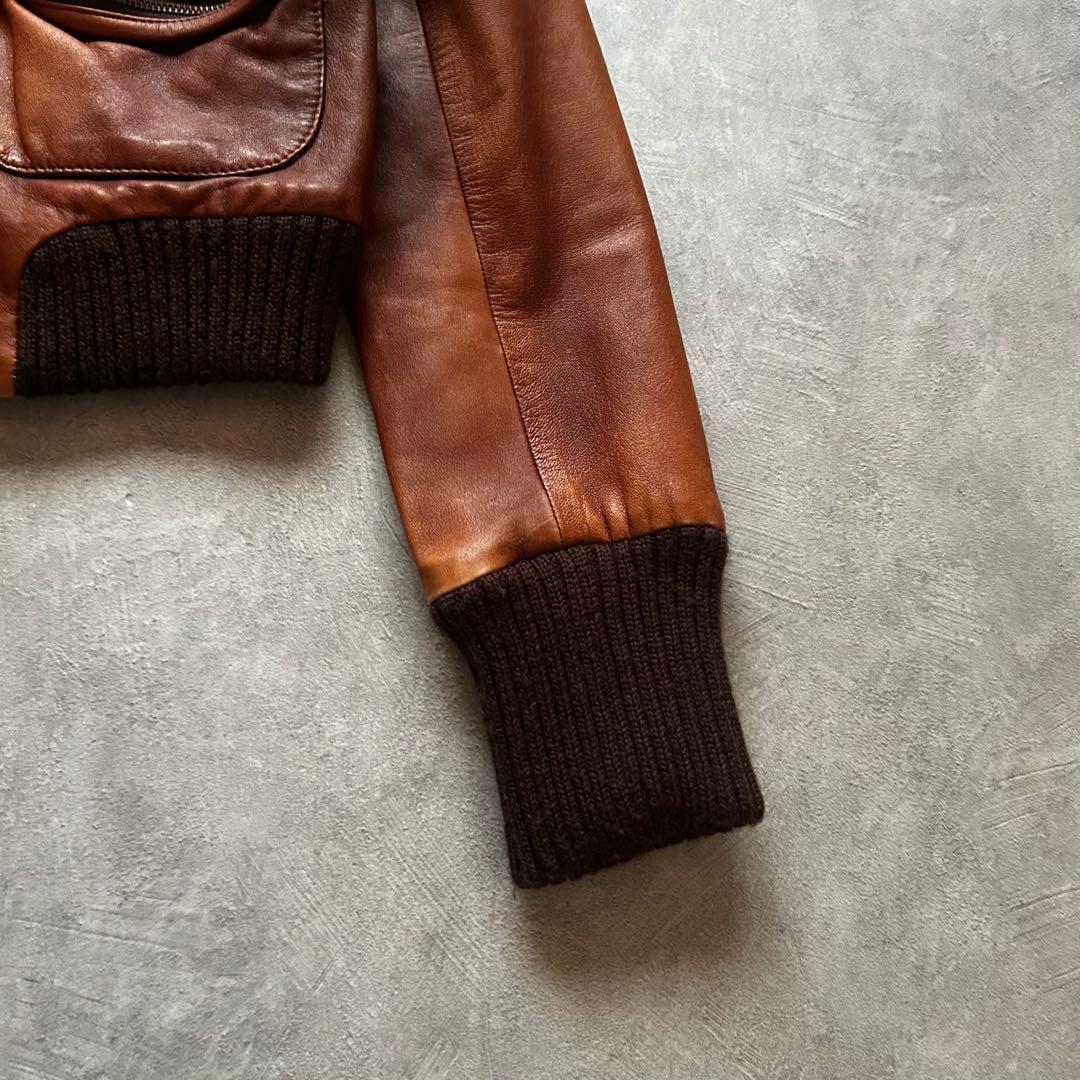 ジャケット・アウター archive grunge fur leather jacket brown