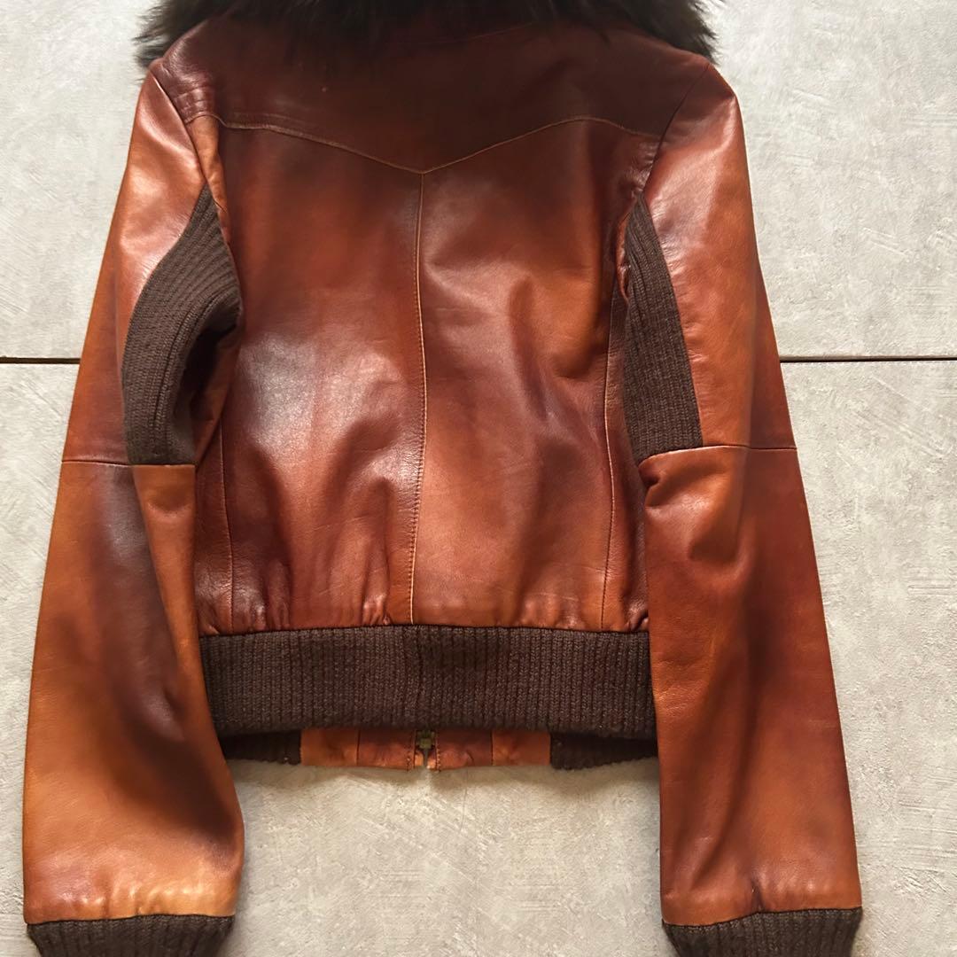 ジャケット・アウター archive grunge fur leather jacket brown