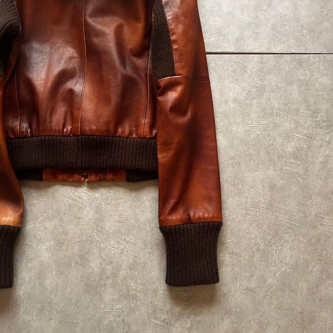 ジャケット・アウター archive grunge fur leather jacket brown
