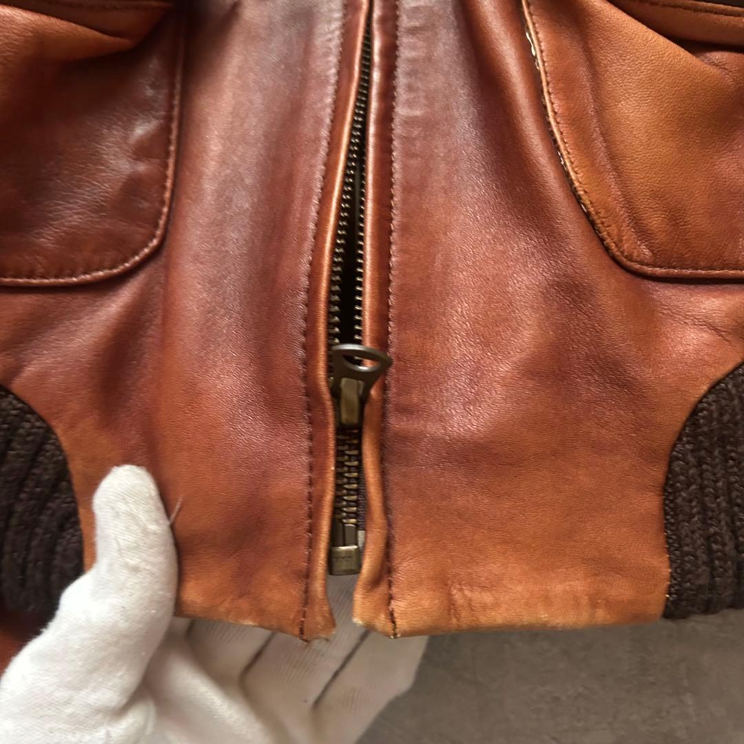 ジャケット・アウター archive grunge fur leather jacket brown