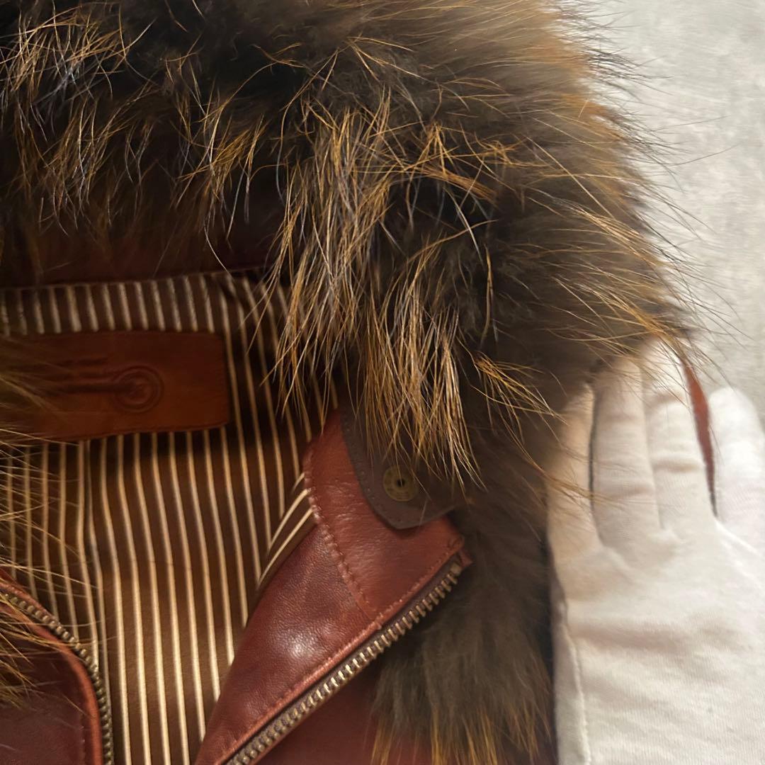ジャケット・アウター archive grunge fur leather jacket brown