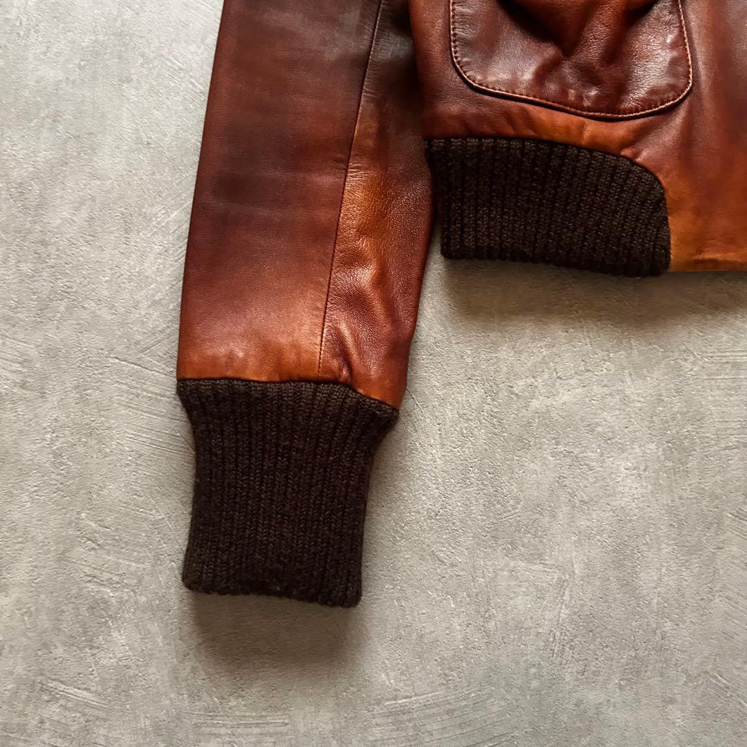 ジャケット・アウター archive grunge fur leather jacket brown