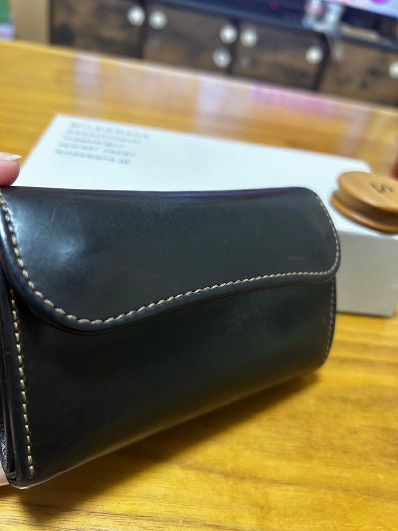 WILD SWANS ダークバーガンディー シェルコードバン 三つ折り財布