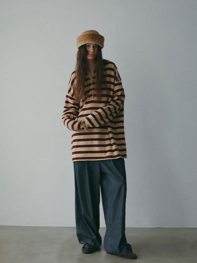 ETRE TOKYO マルチボーダーニットポロ