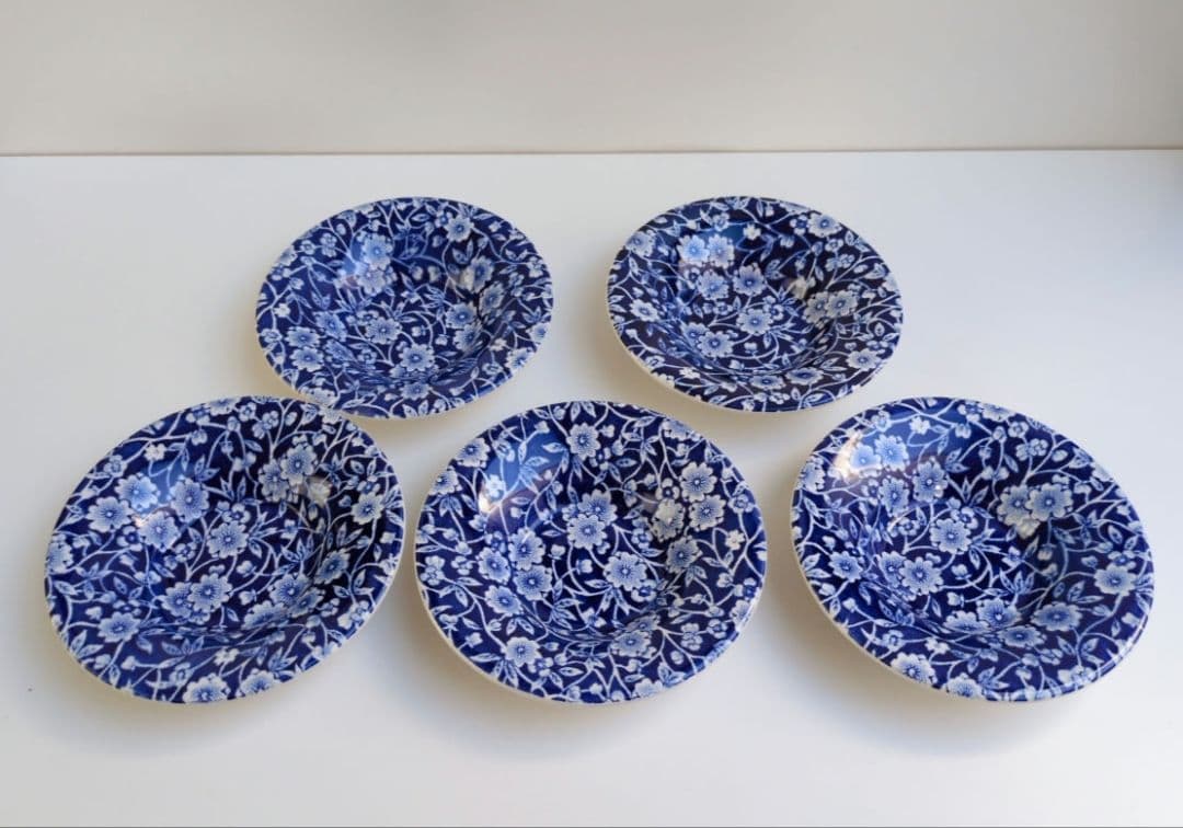 希少☆　バーレイ キャリコ　ブルー　エスプレッソソーサー　５枚