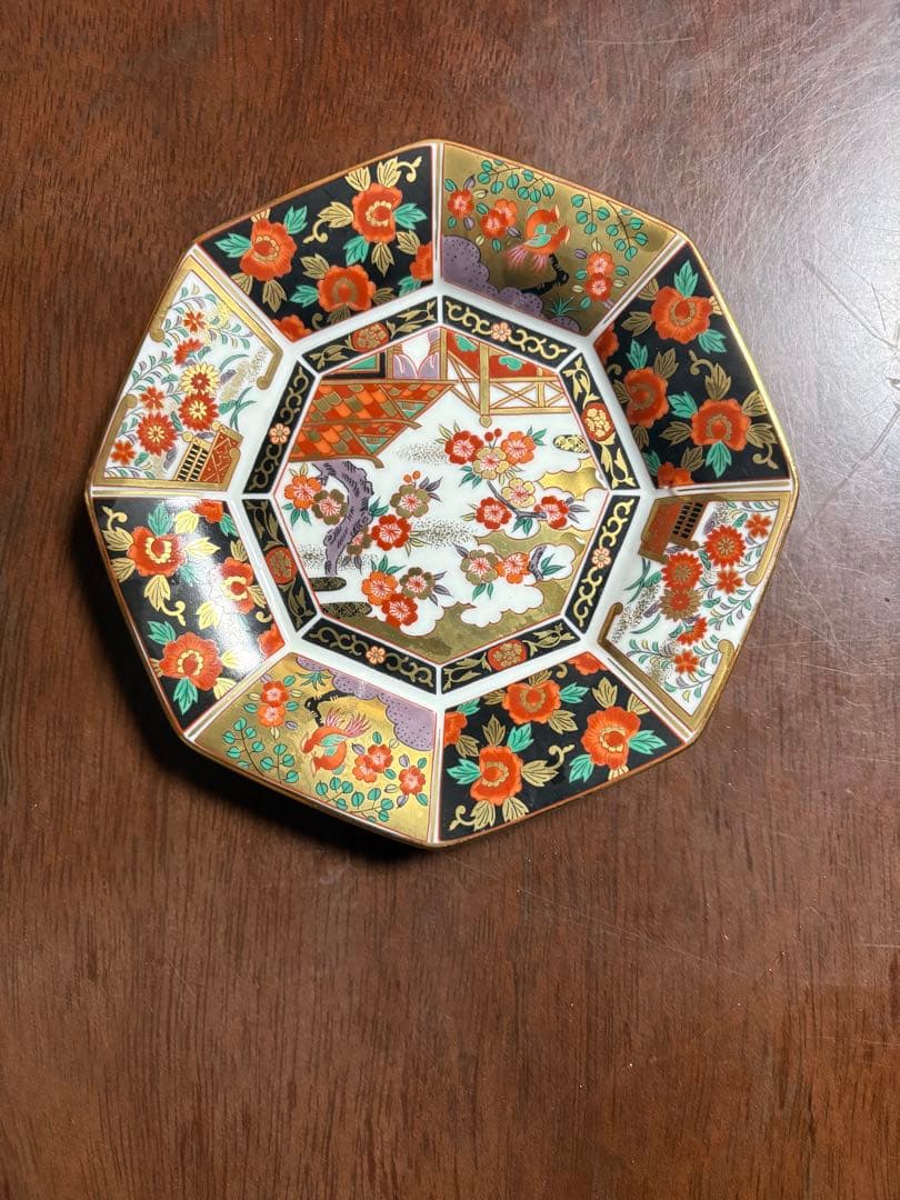 有田焼　　青藍窯　古伊万里金蘭手　八角皿　5枚セット