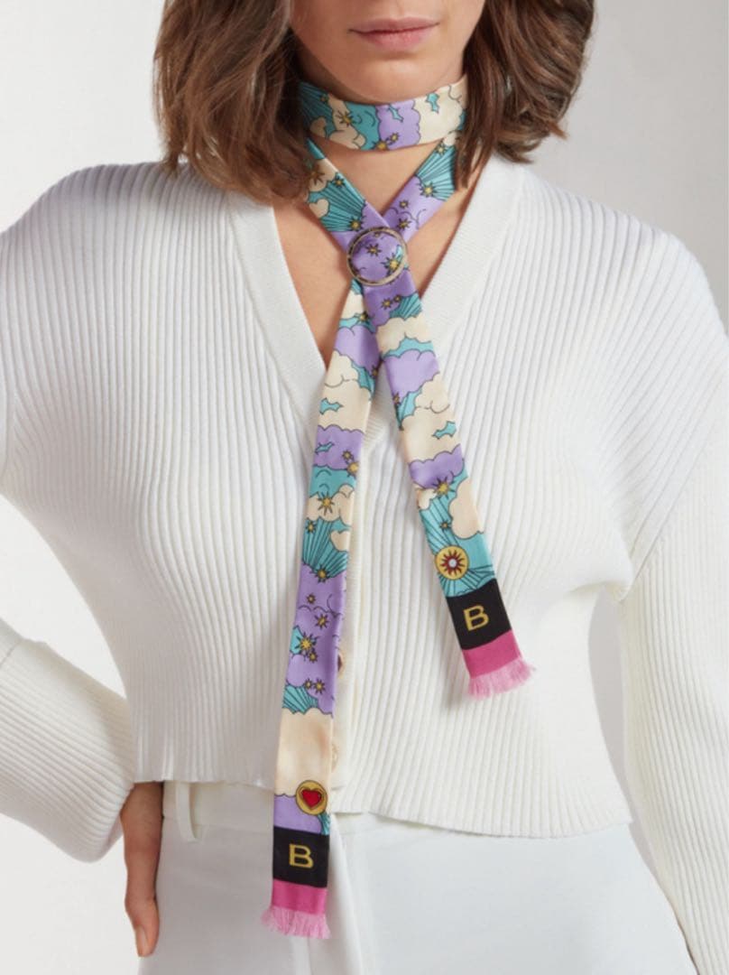 ☆未使用品☆BVLGARI テリテージ ミニショール スカーフ リング付き 紫