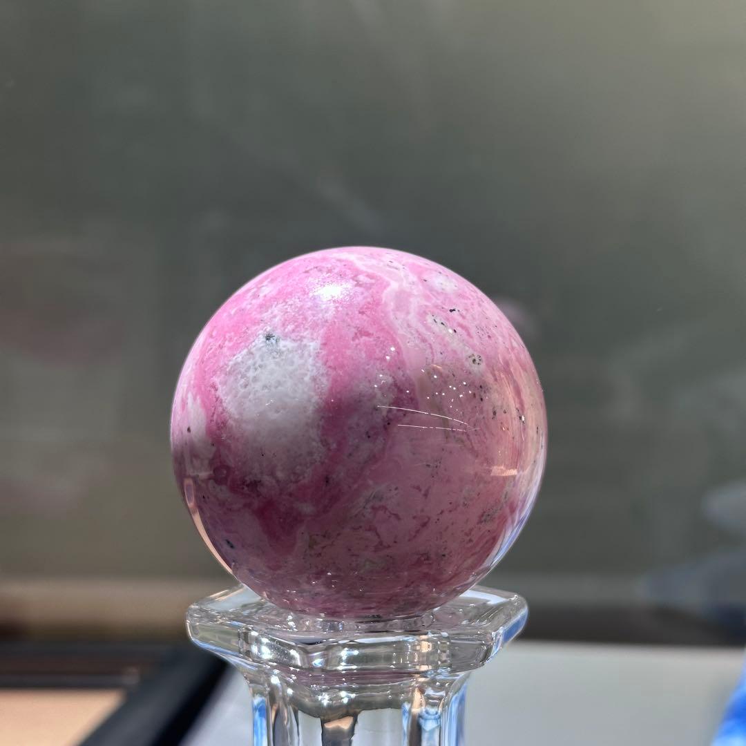 天然石 ロードナイトのスフィア　丸玉　置物G.140