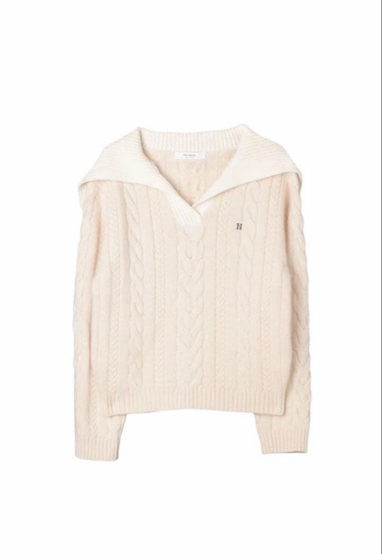 トップス Sailor-Collar Cable Knit Pullover M