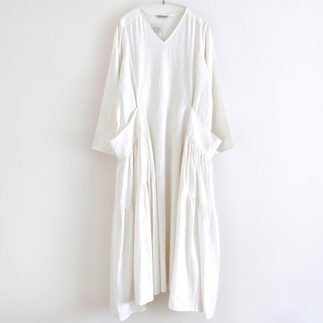タグ付き✨ カレンソロジー　コットンリネンワンピース　白　F　綿麻
