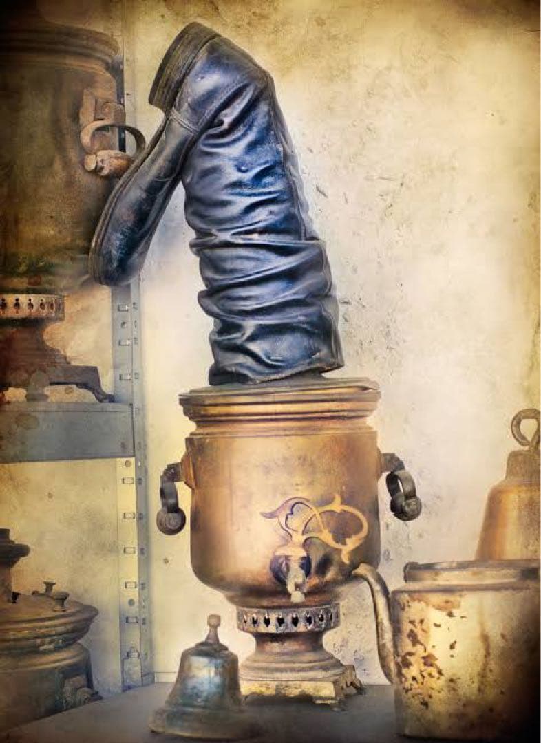 ロシア雑貨☆サモワール&ティーポットのオーナメント3個 マトリョーシカ オリガ作