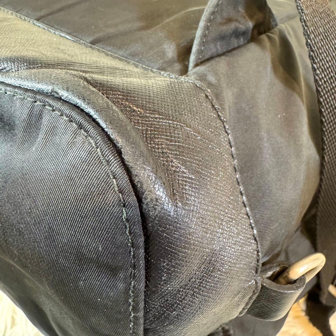 人気✨プラダ リュック 三角ロゴ サフィアーノレザー テスートナイロン ブラック