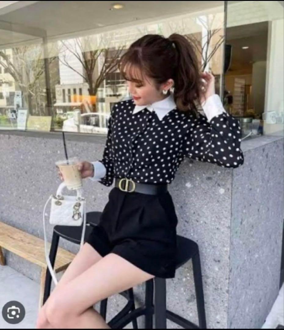 sheller シェリエ　ドットシャツオールインワン