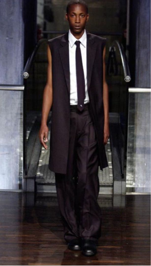 限定価格/RAF SIMONS2005ss/ロングジレ/黒/46/ラフシモンズ