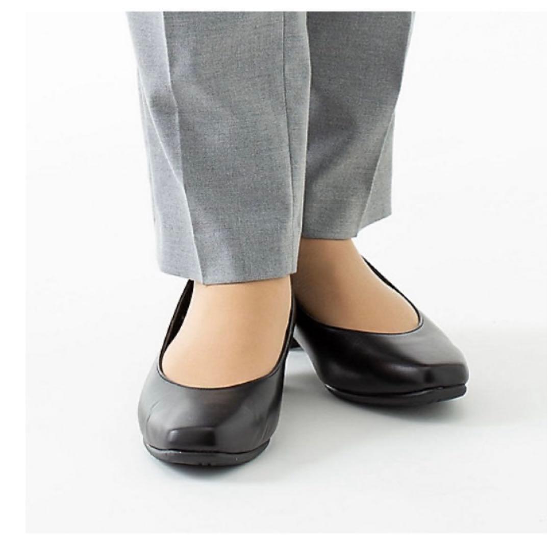 【美品】pedala ペダラ ブラック レザー スクエアトゥ パンプス 23.5