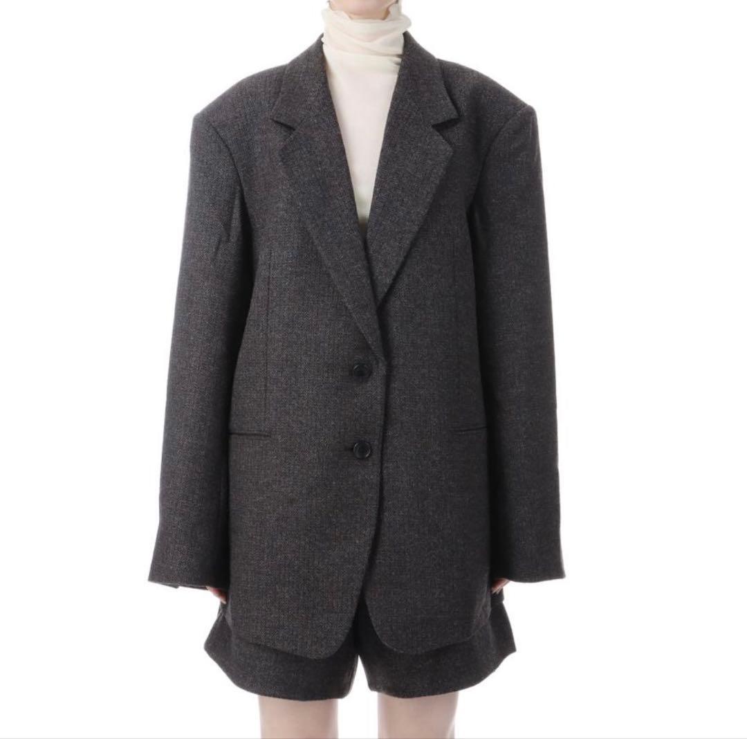 アンヌーク ヘリンボーンウールジャケット 36 ブラウン