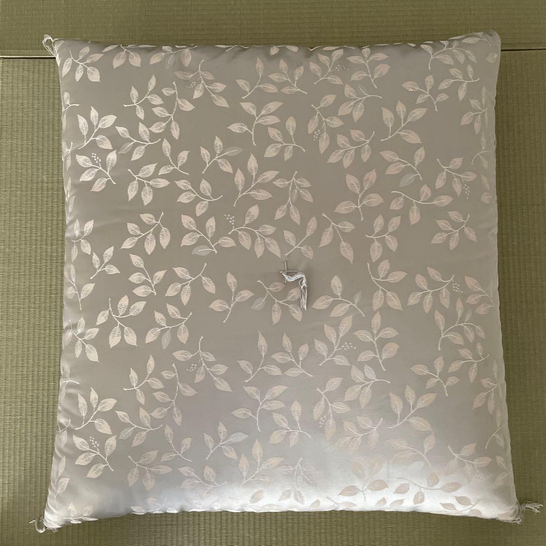 葉模様のシルク風座布団5枚