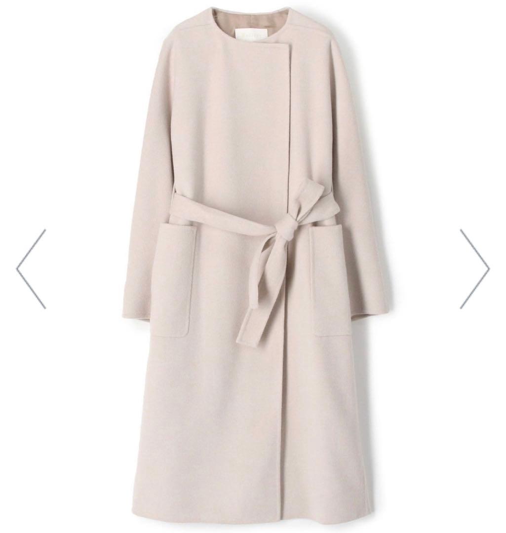 TOMORROWLAND プレミアムウールリバーノーカラーコート　ベージュ