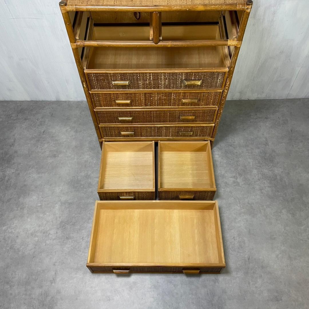 ヴィンテージ ラタンチェスト 7杯 籐家具 収納 ナチュラル レトロ ビンテージ