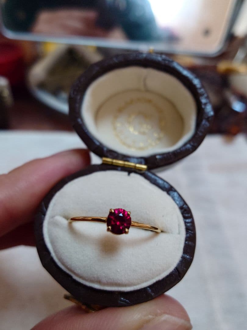 レッドスピネル　優美堂　リング　k18 12号