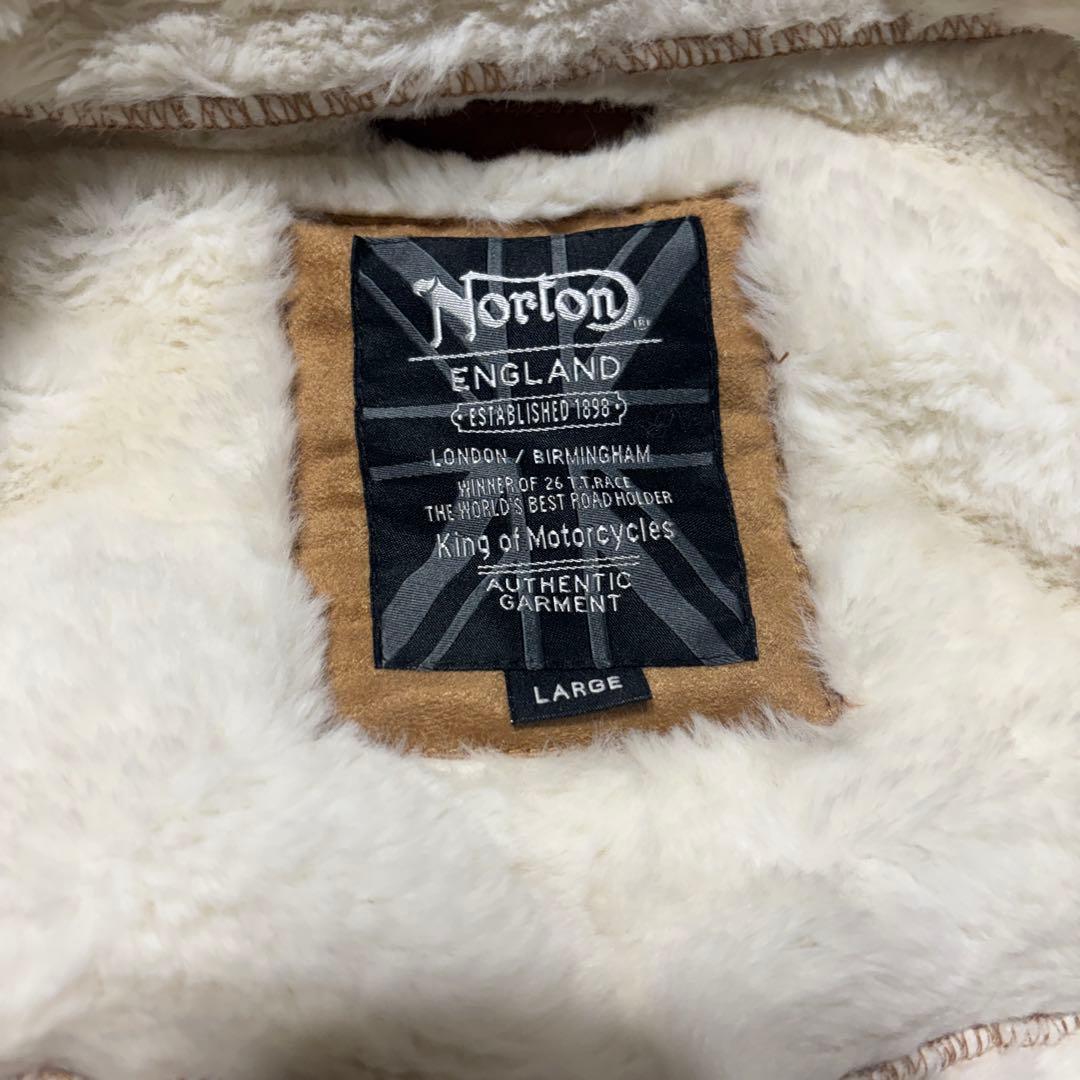 【美品】Norton ボアライニング カジュアルジャケット刺繍デザイン刺繍ロゴＬ