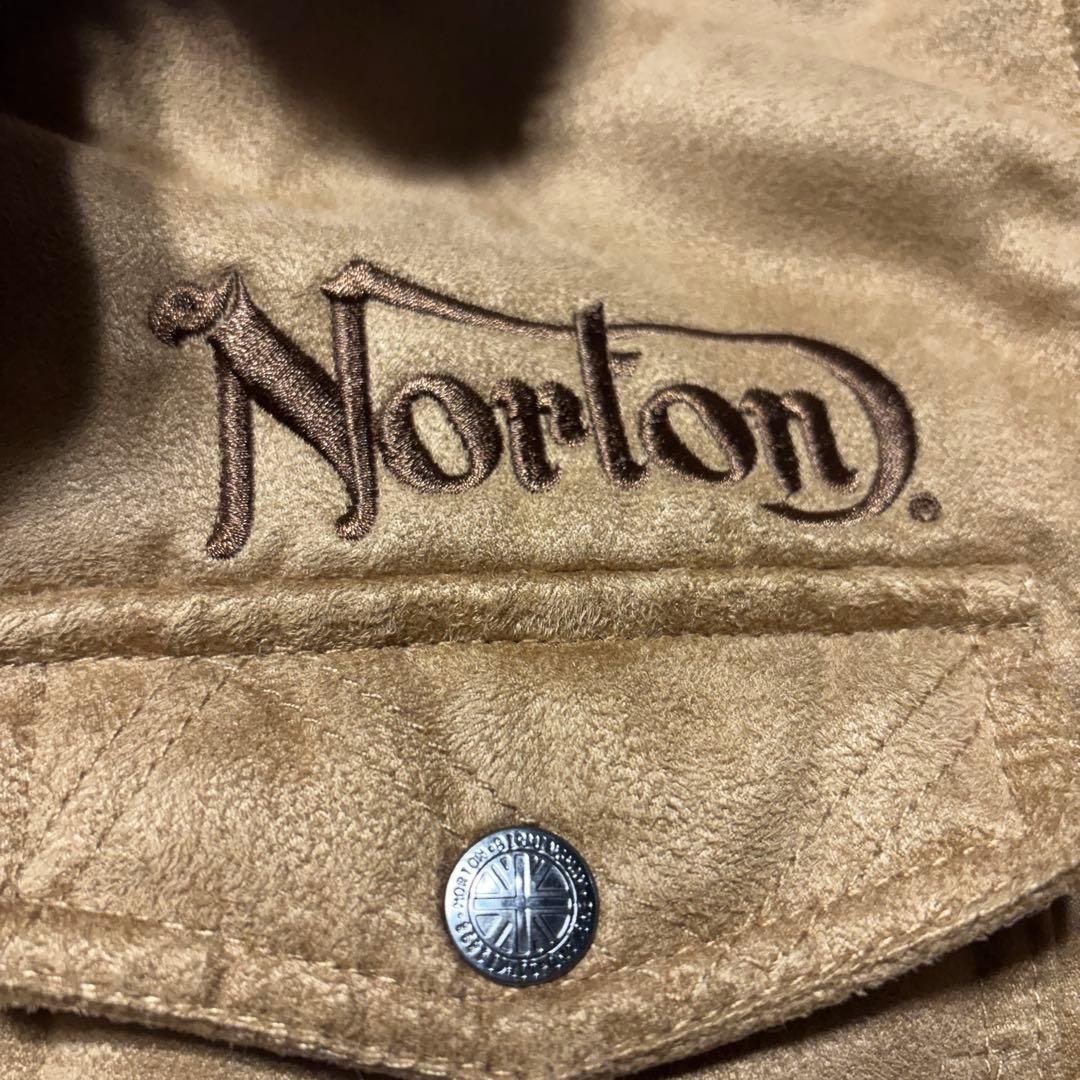 【美品】Norton ボアライニング カジュアルジャケット刺繍デザイン刺繍ロゴＬ