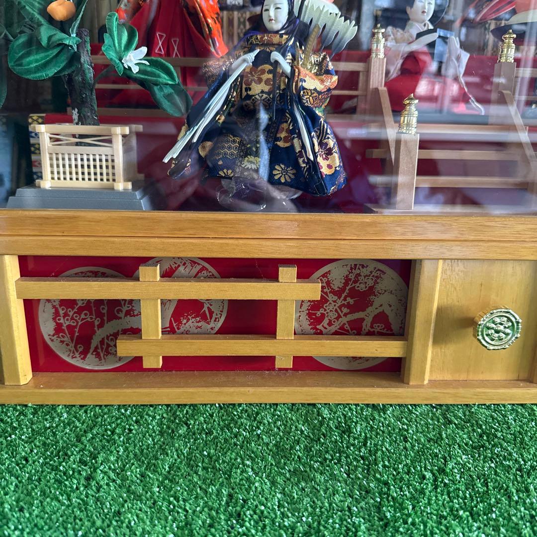 ＆【A0181】 特選 菊水作 古雛人形飾 御七人飾り オルゴール/灯り付