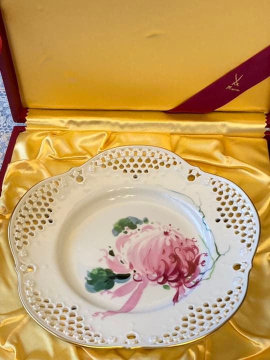 マイセン　飾り皿　透かし　箱あり