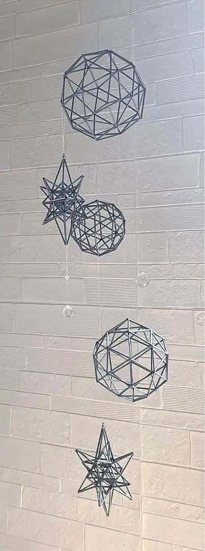 大型ヒンメリ✳︎シルバー ✳︎バブルズ＆シャインスター✳︎ダブルサンキャッチャー