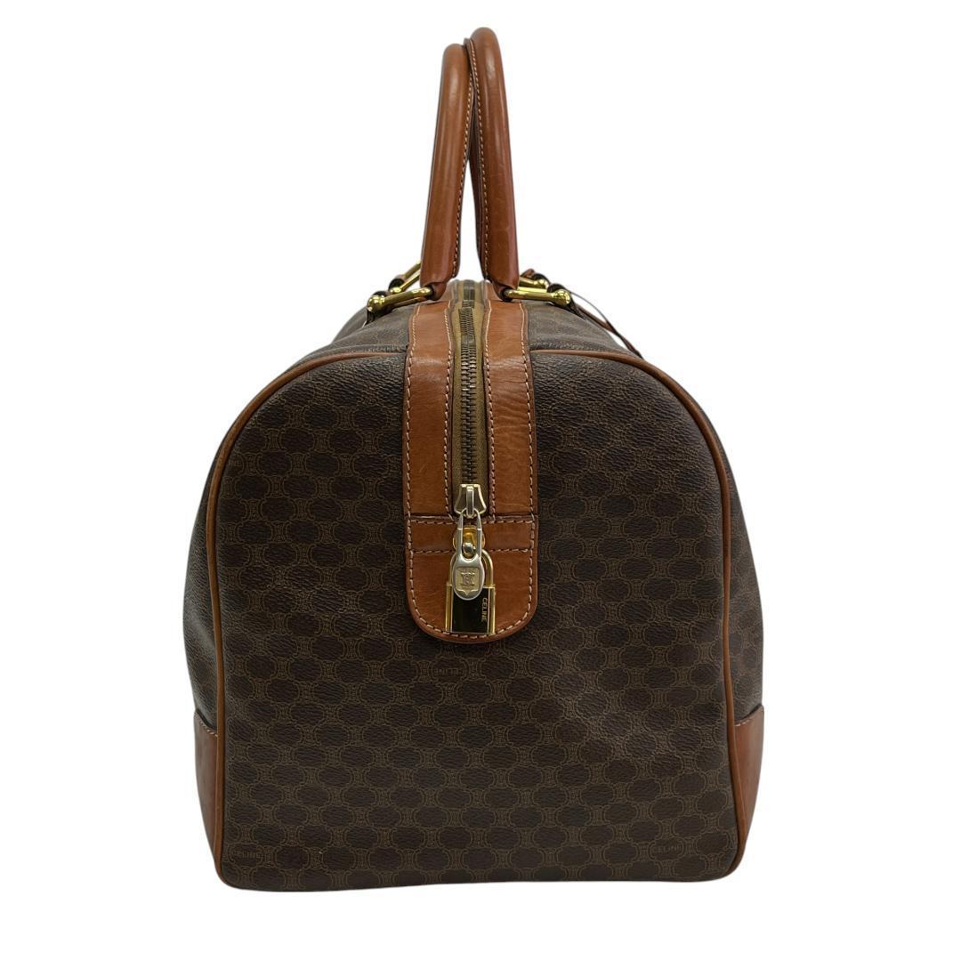 美品 CELINE セリーヌ ボストンバッグ マカダム トリオンフ 旅行鞄 茶