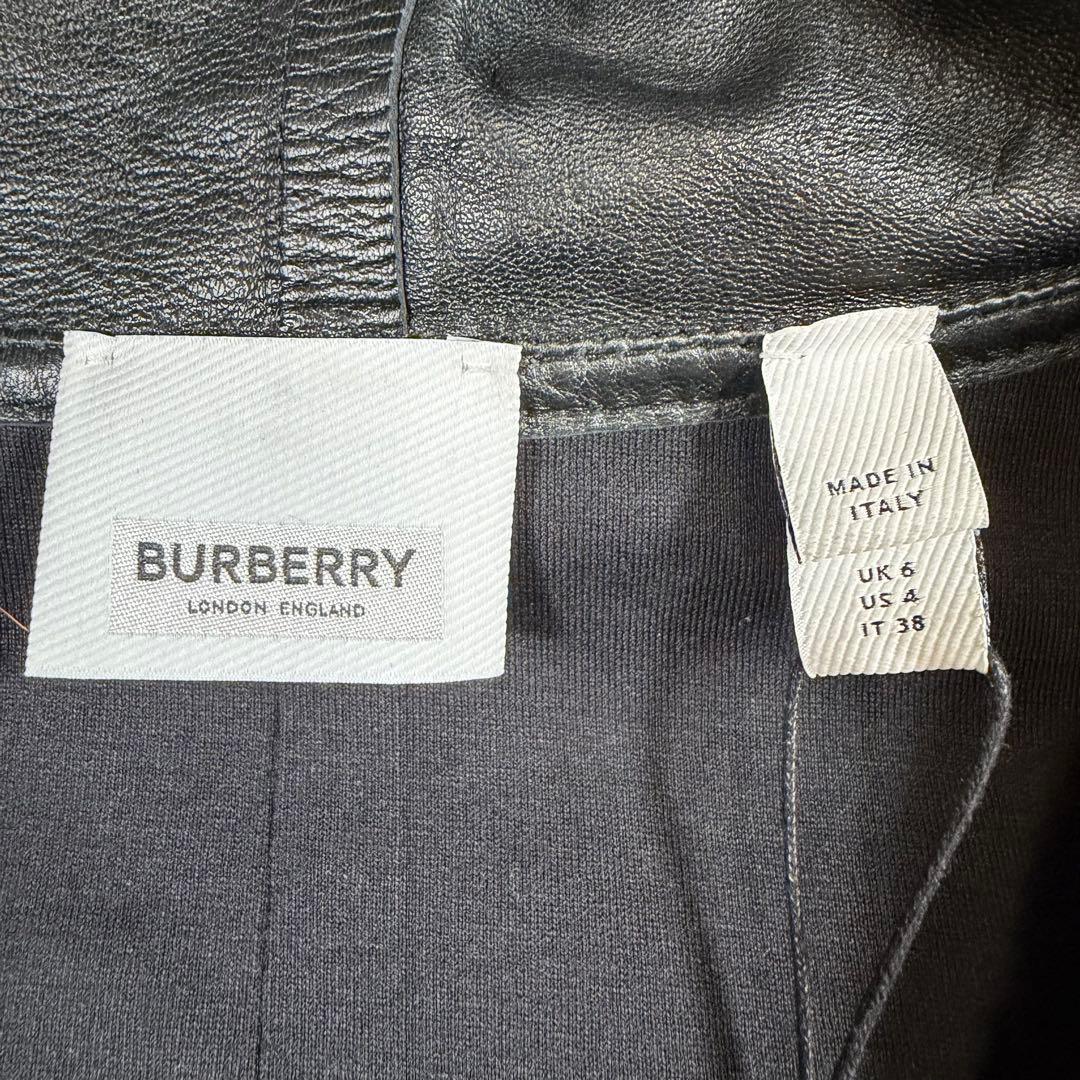 【新品未使用】【現行】バーバリー　ラムレザーパーカー　プルオーバー　黒　S