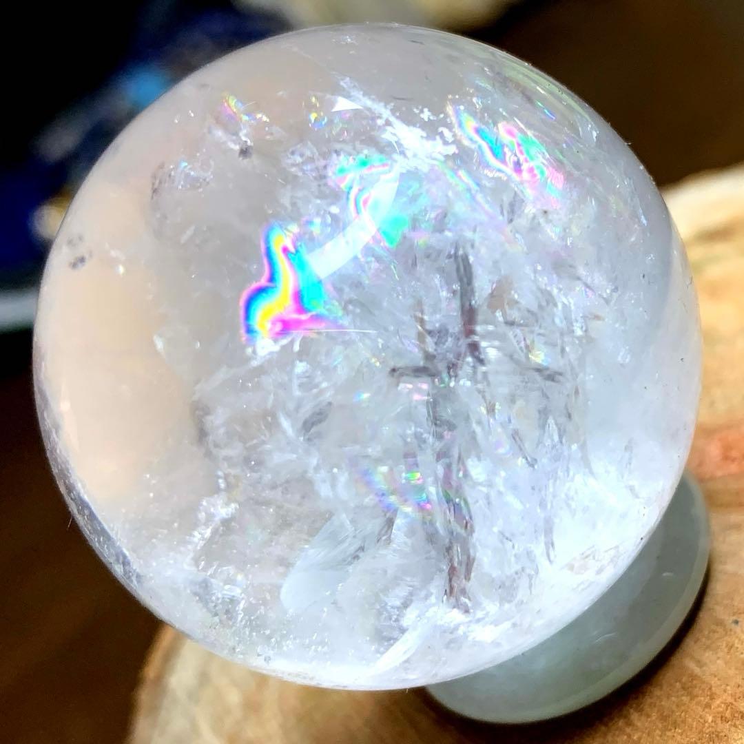 虹入り！✨キラキラレインボー✨ヒマラヤ水晶 丸玉 天然石 原石 と翡翠セット