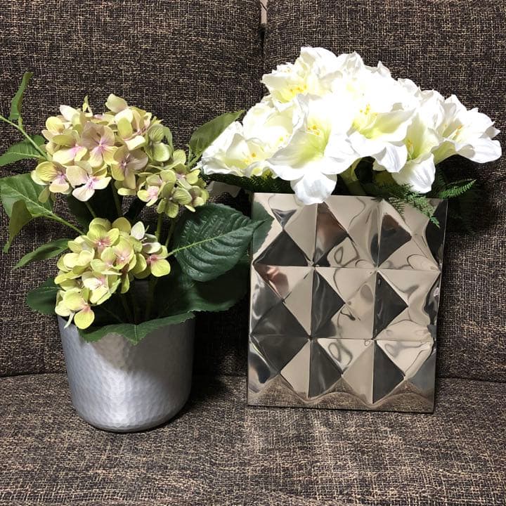 花瓶　造花　草　フラワーベース　紫陽花