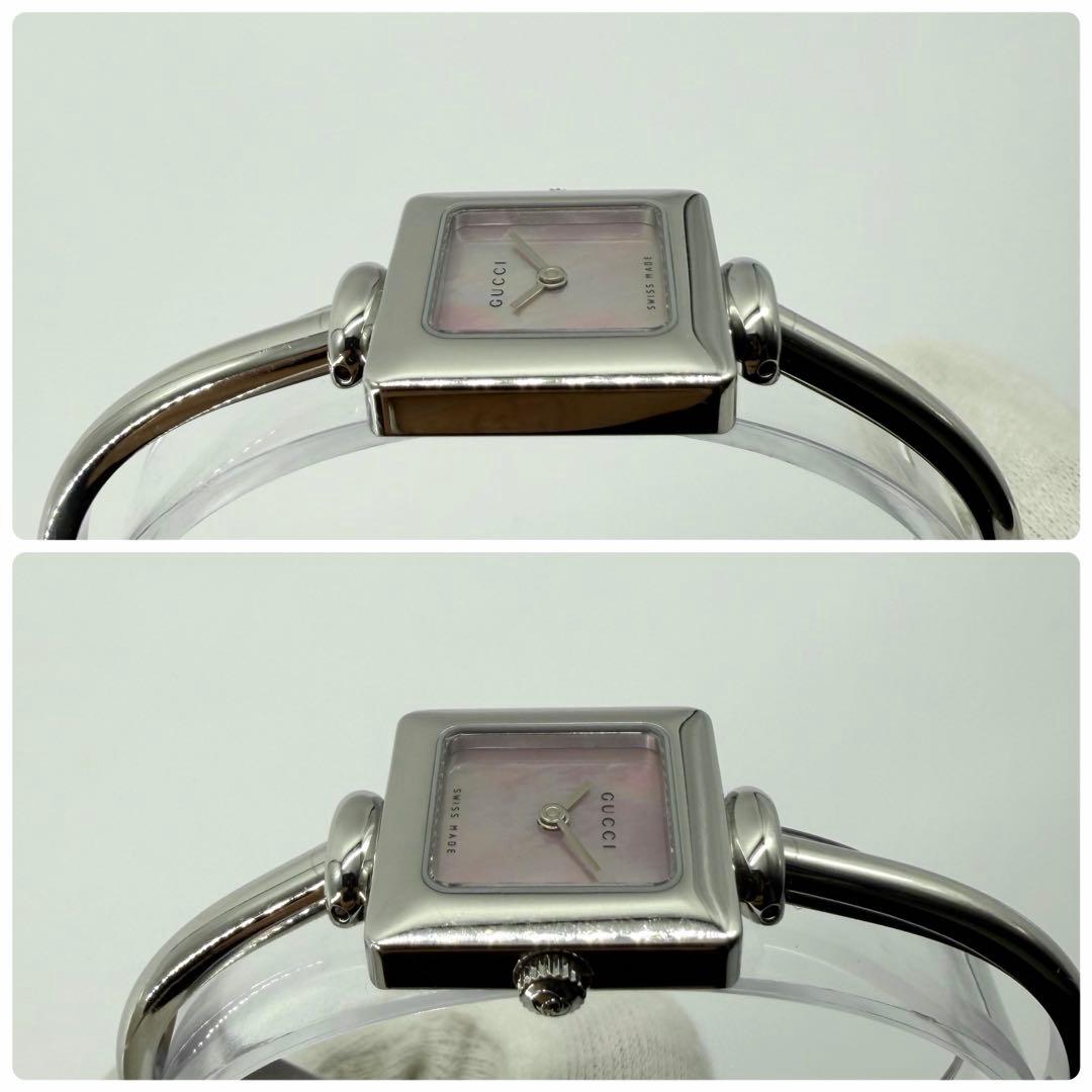 【稼働】グッチ 1900L 腕時計 ピンクシェル スイス製 バングルウォッチ
