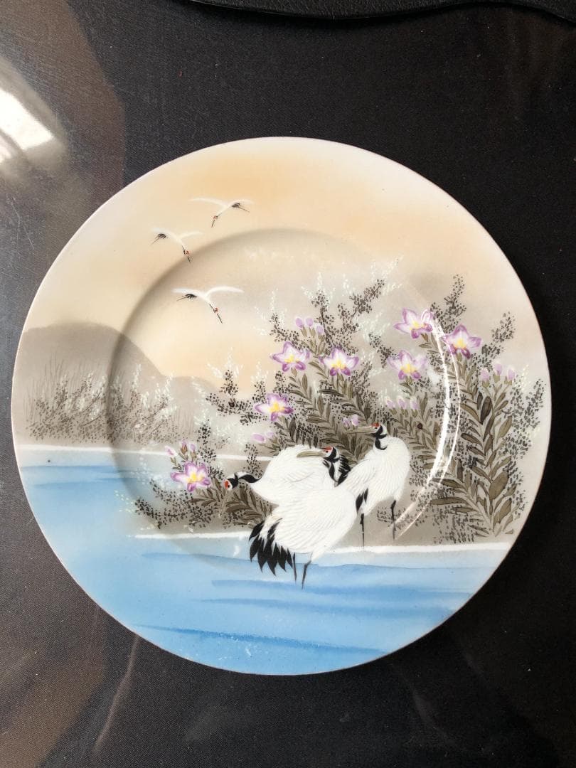 オールドノリタケ 金彩プレート②　百田造　鶴の絵図