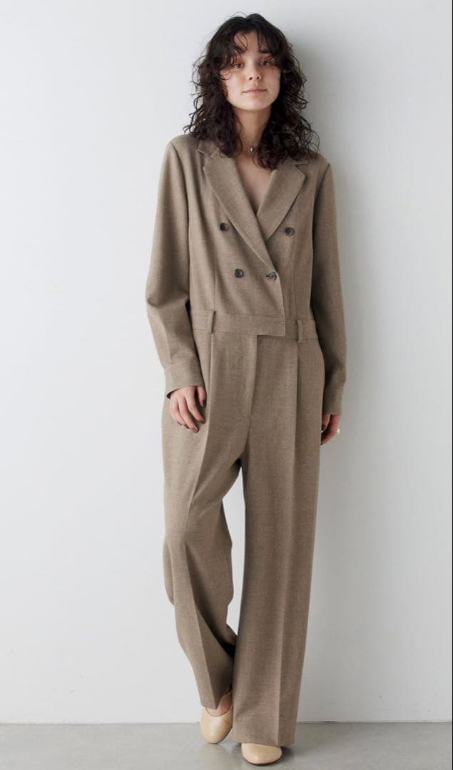 【THE PAUSE】テーラーカラージャンプスーツ ベージュ