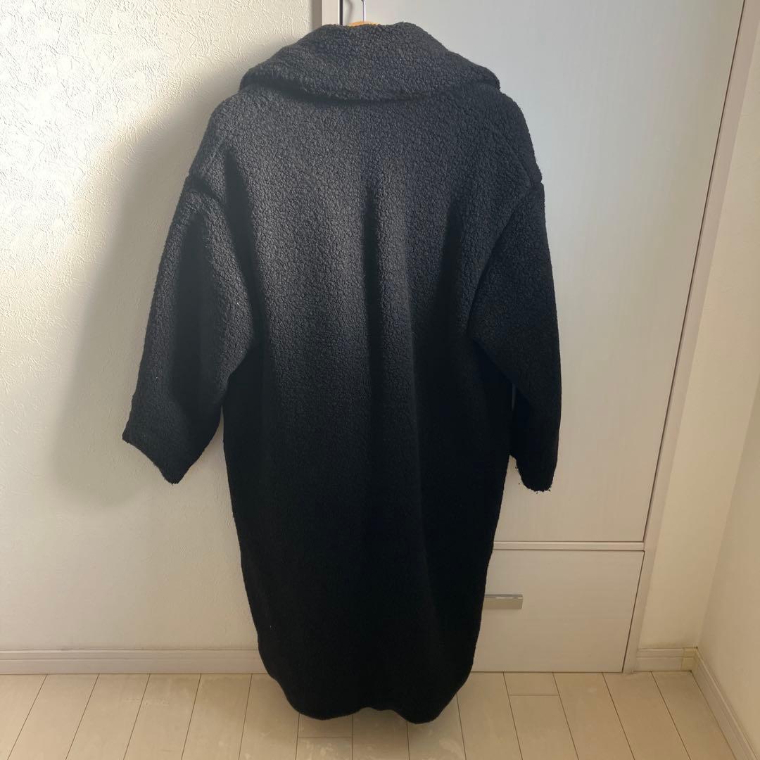 ボア素材 ロングコート ブラック