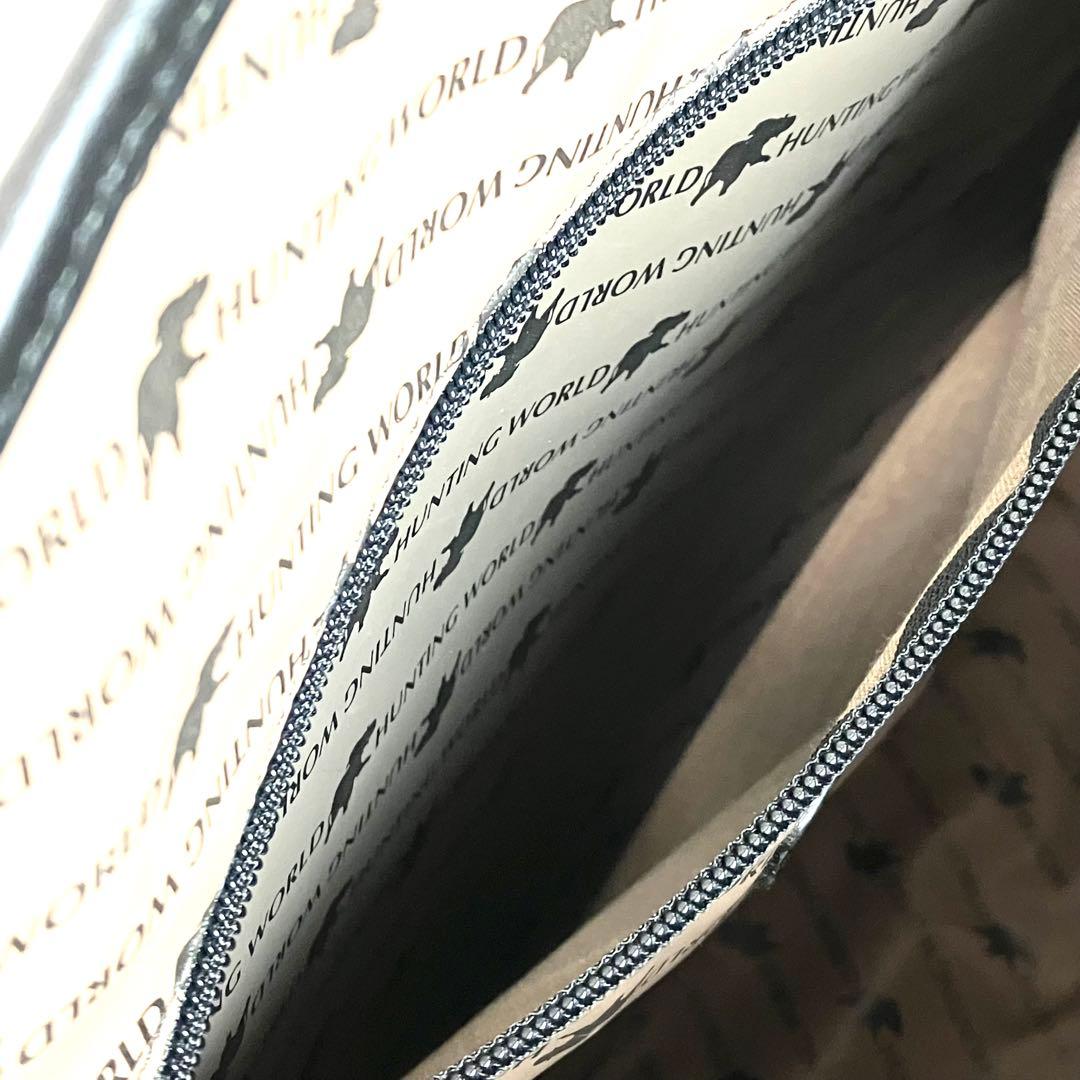 【極美品】ハンティングワールド　トートバッグ　肩掛け　でかロゴ　A4 ブラック