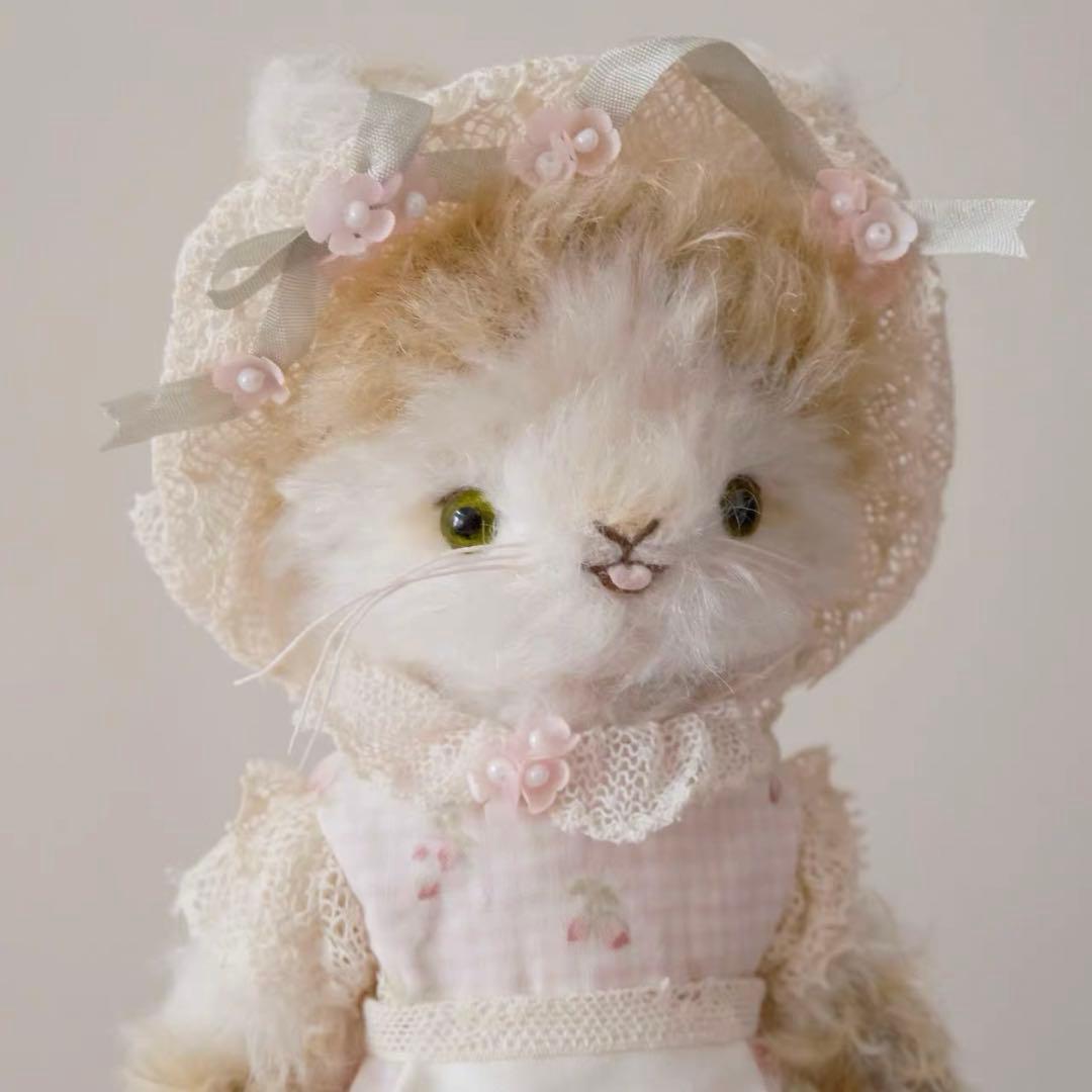 桜と春と仔猫 アーティストベア ぬいぐるみ 海外作家様 ハンドメイド 部屋飾り